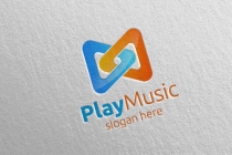 Abstract Music Logo With Note And Play Concept Screenshot 4
