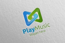 Abstract Music Logo With Note And Play Concept Screenshot 5