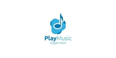 Abstract Music Logo With Note And Play Concept