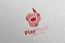 Abstract Music Logo With Note And Play Concept Screenshot 1