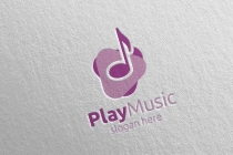 Abstract Music Logo With Note And Play Concept Screenshot 2