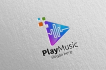 Abstract Music Logo with Note and Play Concept Screenshot 1