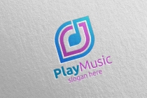 Abstract Music Logo with Note and Play Concept Screenshot 1
