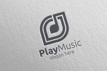 Abstract Music Logo with Note and Play Concept Screenshot 3