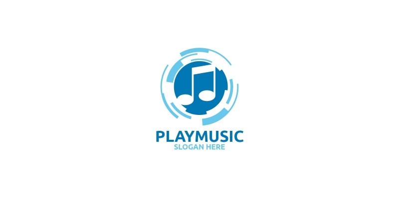 Abstract Music Logo with Note and Play Concept