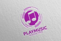 Abstract Music Logo with Note and Play Concept Screenshot 2