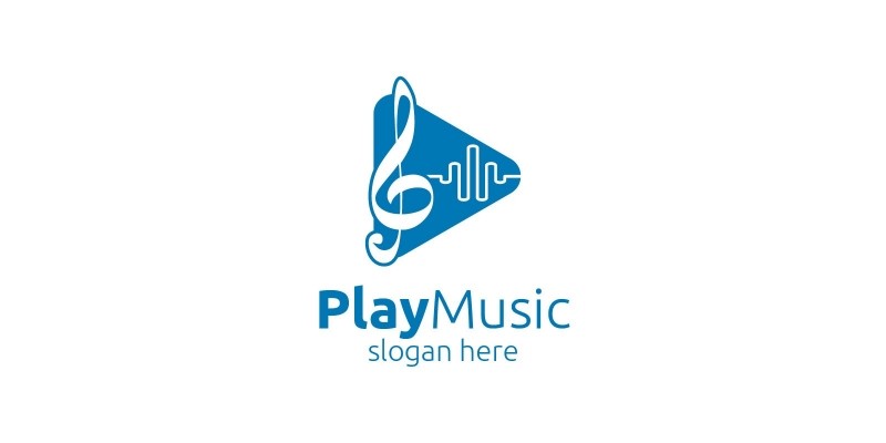 Abstract Music Logo with Note and Play Concept