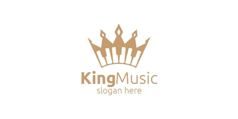 Music Logo with King and Piano Concept