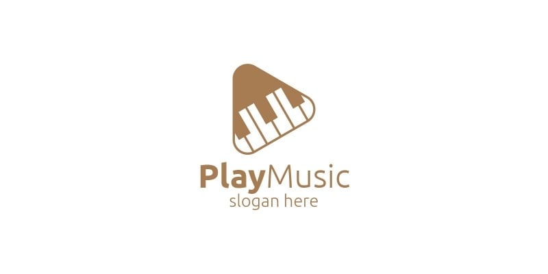 Music Logo with Piano and Play Concept