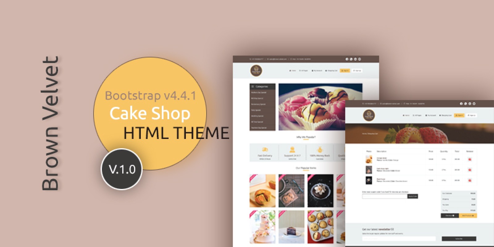 Brown Velvet Cake Shop HTML Template