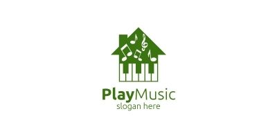Music Logo with Note and House Concept 
