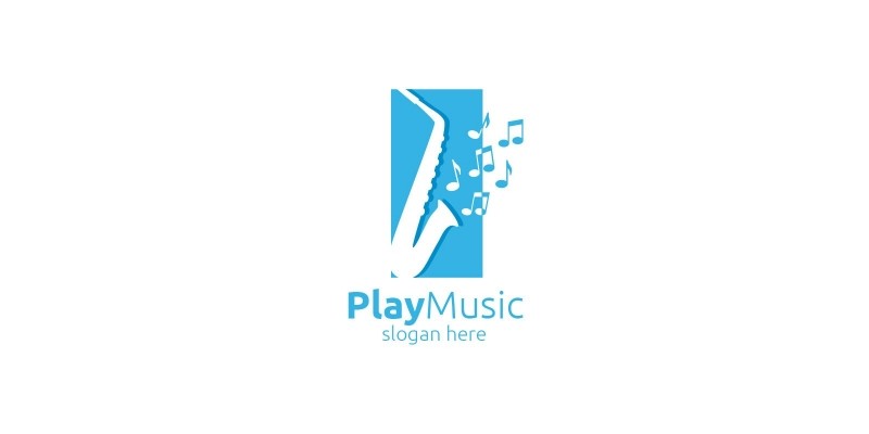 Saxophone Music Logo Design with Square Concept