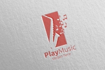 Saxophone Music Logo Design with Square Concept Screenshot 1