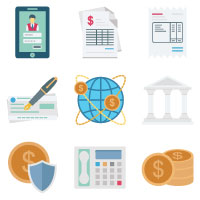  Finance Payment and Banking Color Isolated Vector