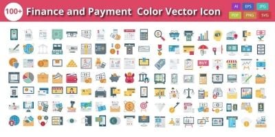  Finance Payment and Banking Color Isolated Vector