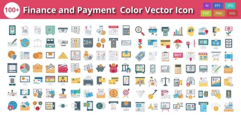  Finance Payment and Banking Color Isolated Vector by PromotionKing