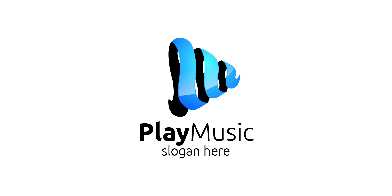 Music Logo With Note And Play Concept