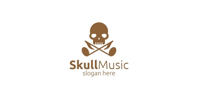 Skull Music Logo with Note and Skull Concept 
