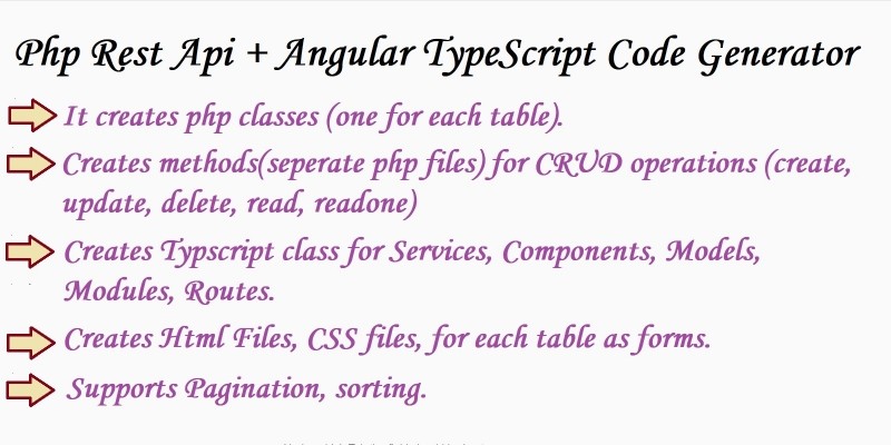 PHP Rest Api And Angular TypeScript Code Generator