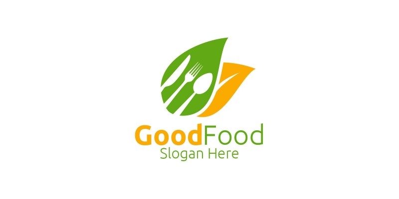 Healthy Food Logo Template for Restaurant or Cafe