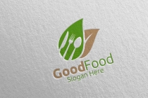 Healthy Food Logo Template for Restaurant or Cafe Screenshot 2