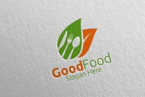 Healthy Food Logo Template for Restaurant or Cafe Screenshot 4