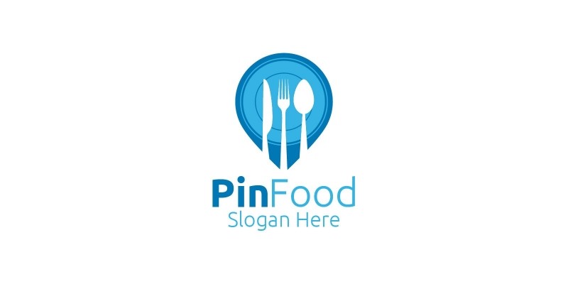 Pin Food Logo Template for Restaurant or Cafe