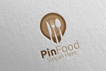 Pin Food Logo Template for Restaurant or Cafe Screenshot 2