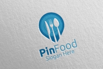 Pin Food Logo Template for Restaurant or Cafe Screenshot 5