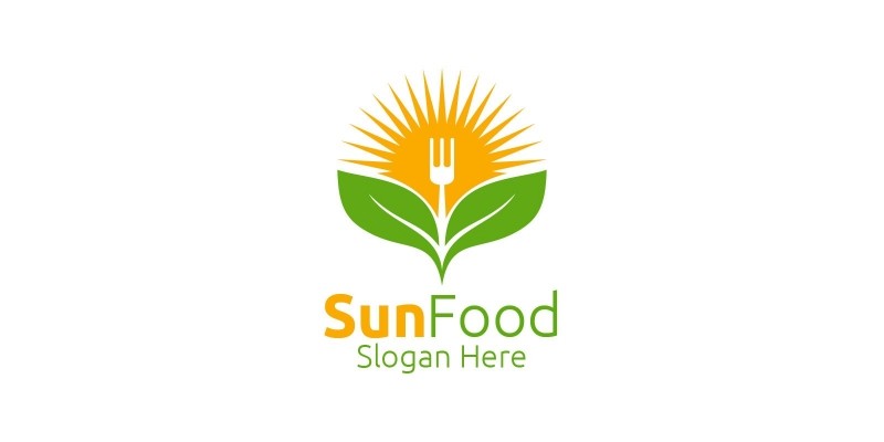 Sun Food Restaurant or Cafe Logo 