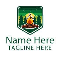 Campfire Trip Outdoor Logo Design Template