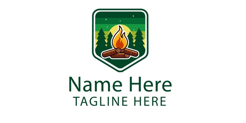 Campfire Trip Outdoor Logo Design Template