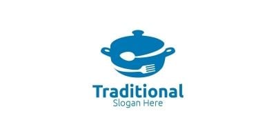 Traditional Food Logo for Restaurant or Cafe