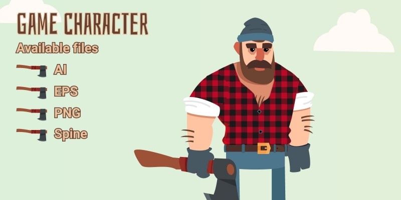 Lumberjack Spine 2D Flat Art Character