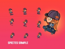 Skater Girl 2D Game Character Sprites Screenshot 2