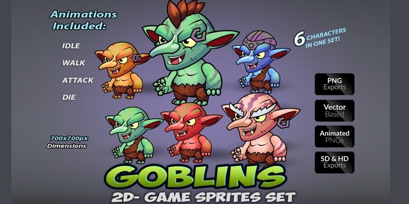 6 Goblins Game Sprites Set