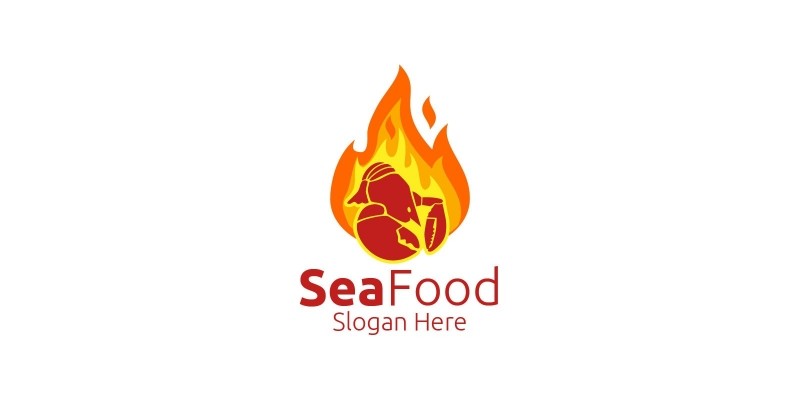 Shrimp Seafood Logo For Restaurant Or Cafe