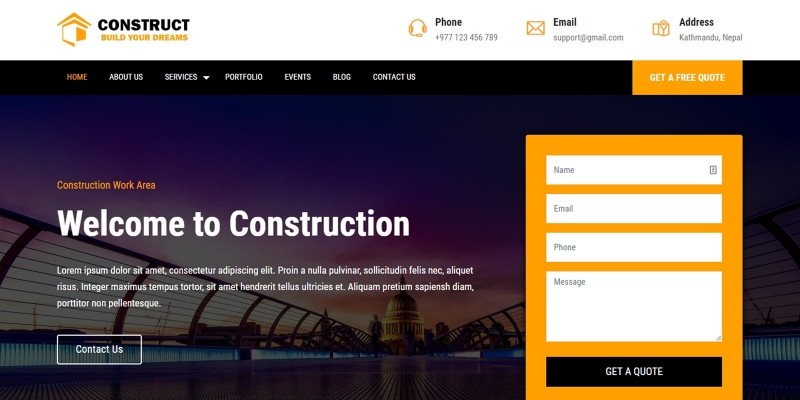 Construction Template HTML