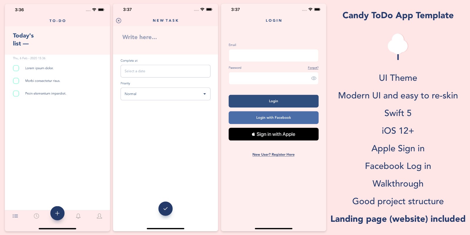 Candy ToDo - iOS Template App