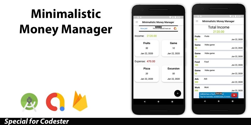 Minimalistic Money Manager With AdMob Android
