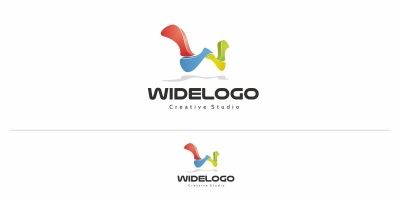 Wide Letter W Logo