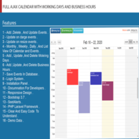 FULL AJAX CALENDAR WITH WORKING DAYS AND BUSINESS 