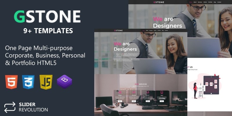 Gstone - Responsive Bootstrap 4 One Page Portfolio