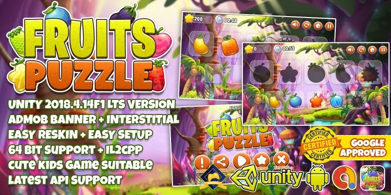 Fruits Puzzle For Kids - Unity3D Project