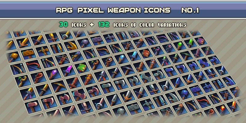 RPG Pixel Weapon Icons 1