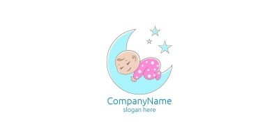 Cute Baby Sleep Logo Design for Babyshop