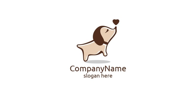 Dog With Love Vector Logo For Pet Shop