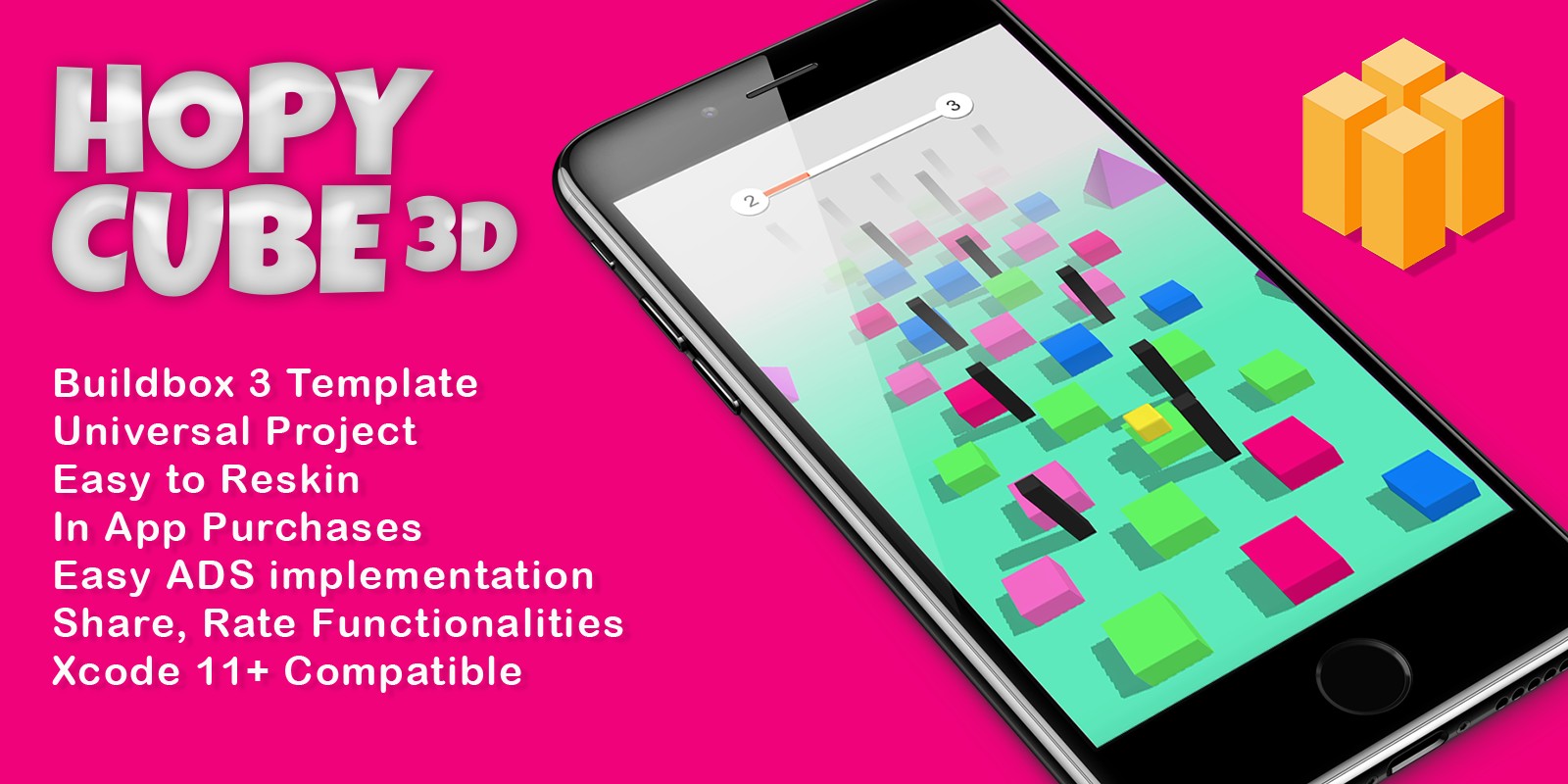 HopyCube 3D - Buildbox Template