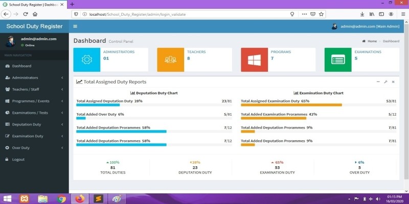 School Duty Register Software