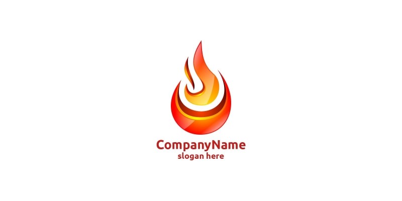 3D Fire Flame Element Logo Design